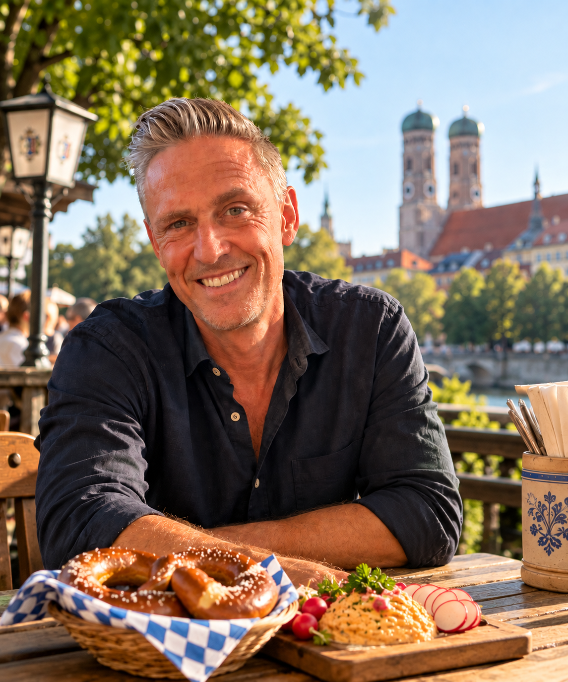 Alexander Schmitt in Munich with the Frauenkirche behind him