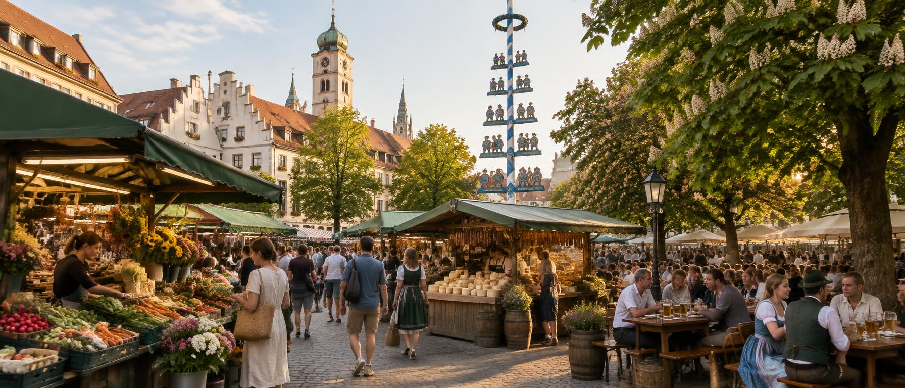 Everyday life at a Munich food market